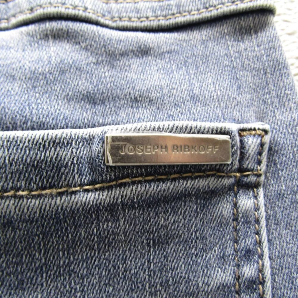 NEW JOSEPH RIBKOFF Womens Straight Crop Rinestone Jeans Size 10 Medium Blue - Picture 5 of 8